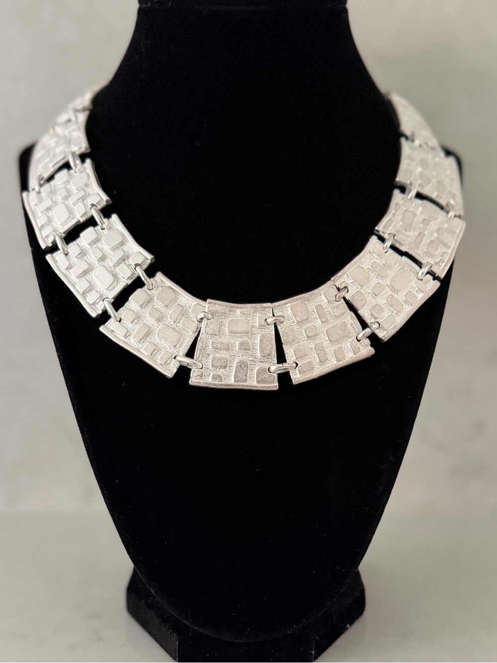 Vintage Silver Statement Panel Necklace - Women Jewelry